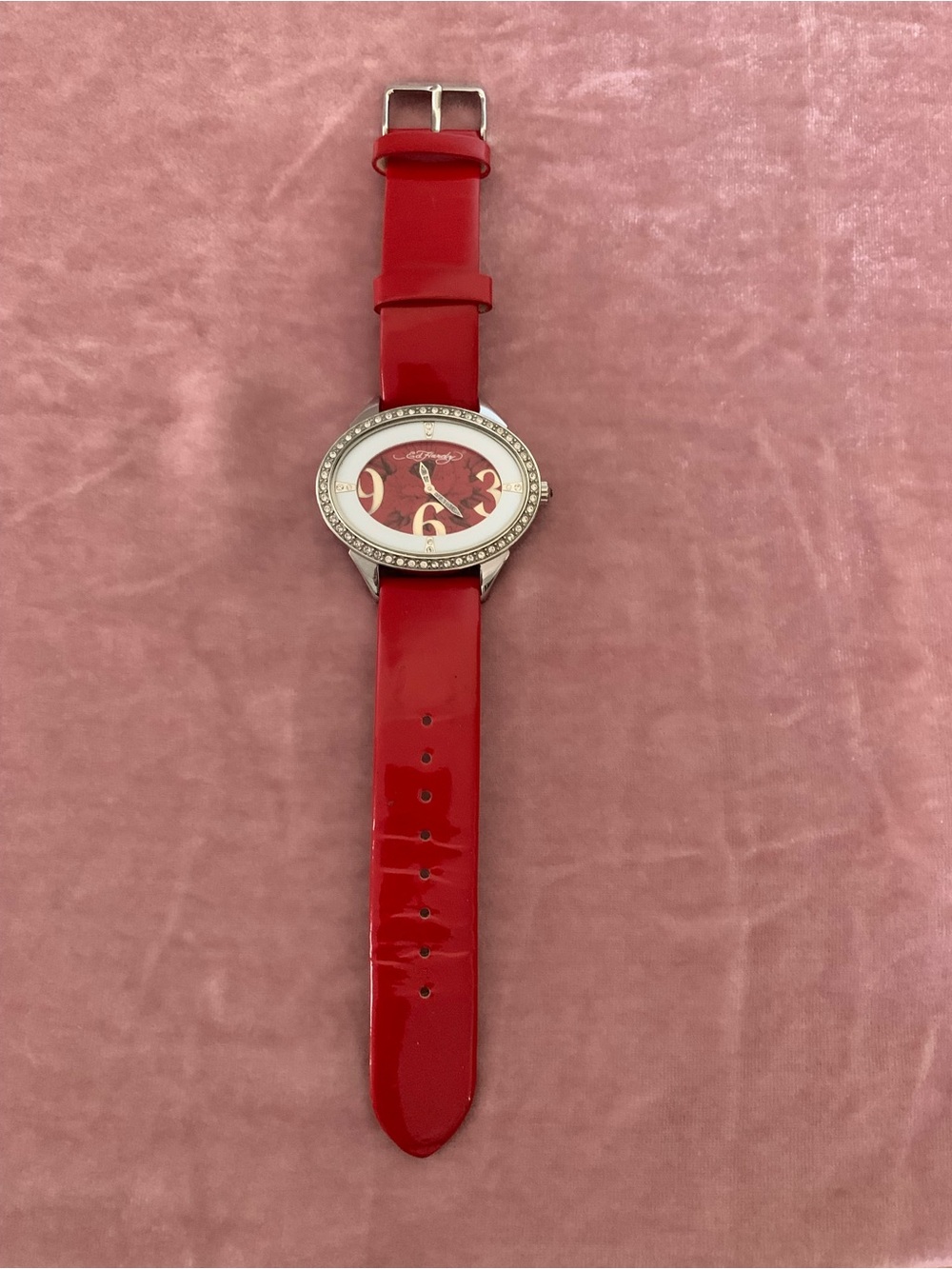 Ed Hardy Women's Red Patent Strap Watch with Crystal Accent